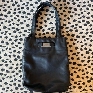 VTG Ralph Lauren Black Leather Shopper Small Tote Bag